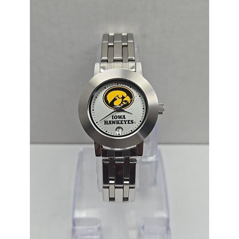 Sun Time Iowa Hawkeyes Stainless Steel Date Quartz Watch New Battery 3ATM Sports
